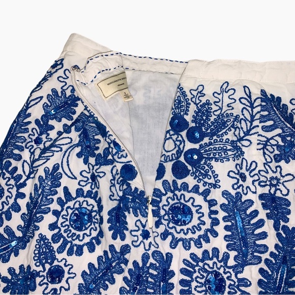 Anthropologie Moulinette Soeurs Embroidered Sequin Pencil Skirt Feminine Floral - Picture 8 of 14